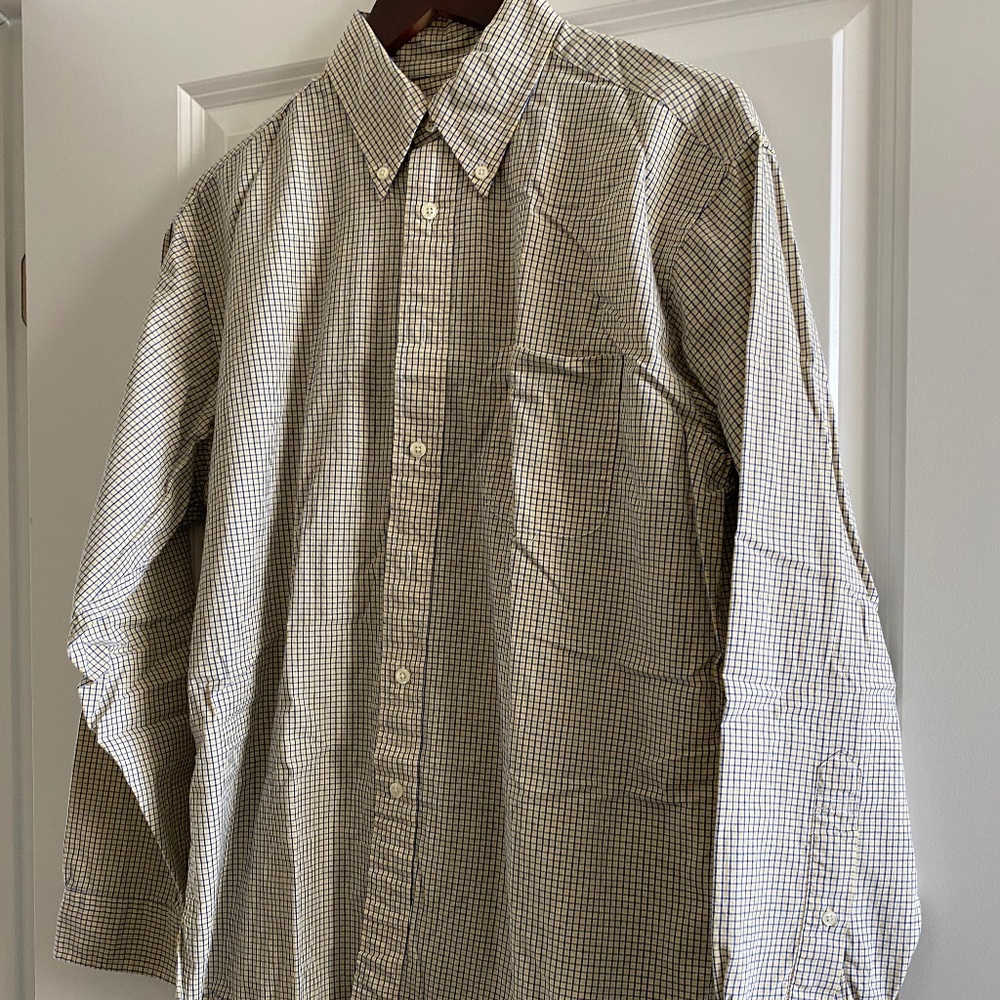 Brooks Brothers Long Sleeve Non-Iron Blue/Yellow Check 346 Original Polo Size M